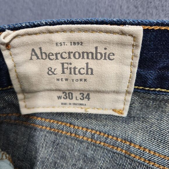 Abercrombie & Fitch Men 30X34 (31X33) Dark Wash Straight Leg Jeans - Picture 7 of 13
